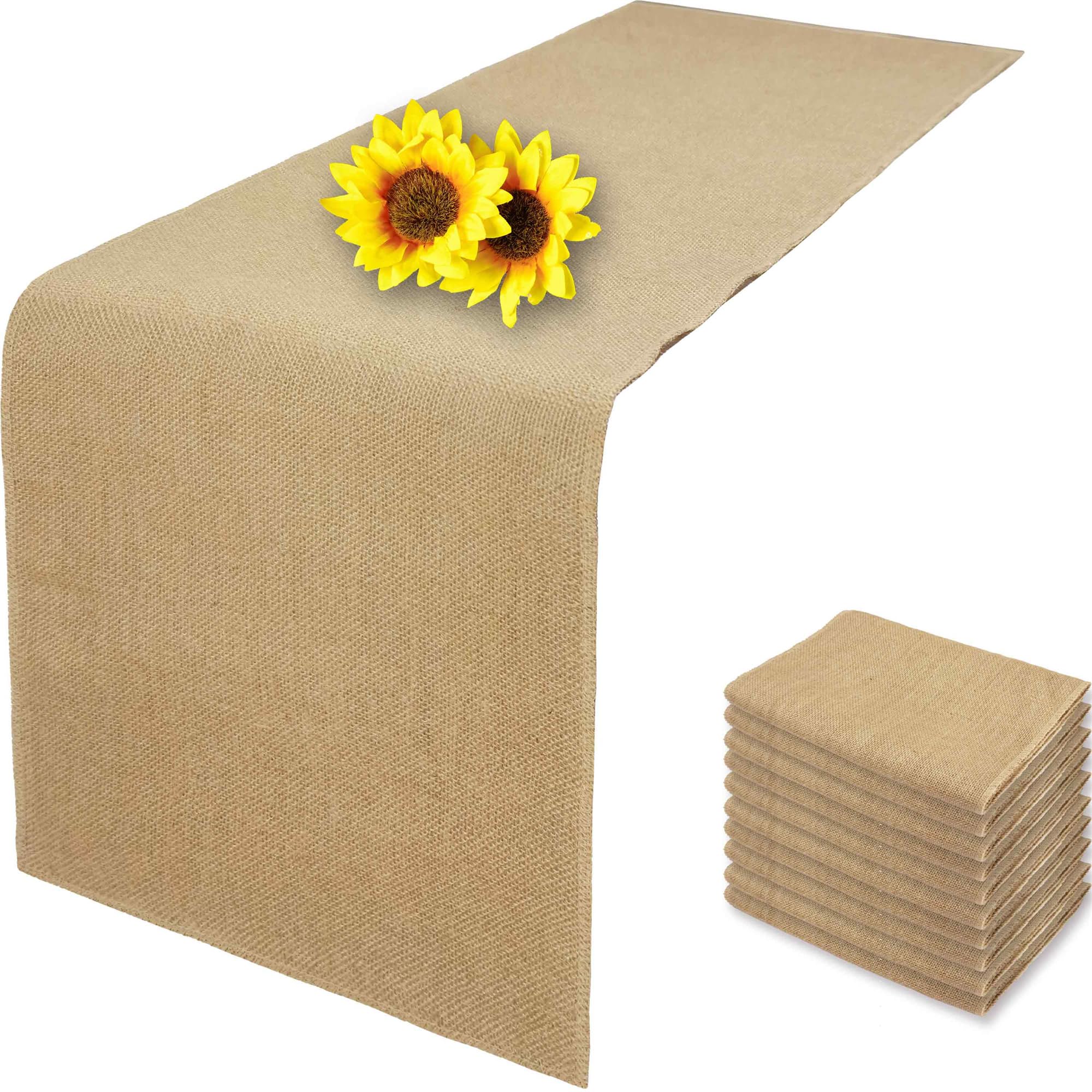 Photo 1 of 10 Pack 12 x 36 Inch Natural Burlap Table Runners,Rustic Jute Table Runner and Placemats Bulk for Western Wedding Table Decorations,Farmhouse Style Party,Holiday,Kitchen Table Decor