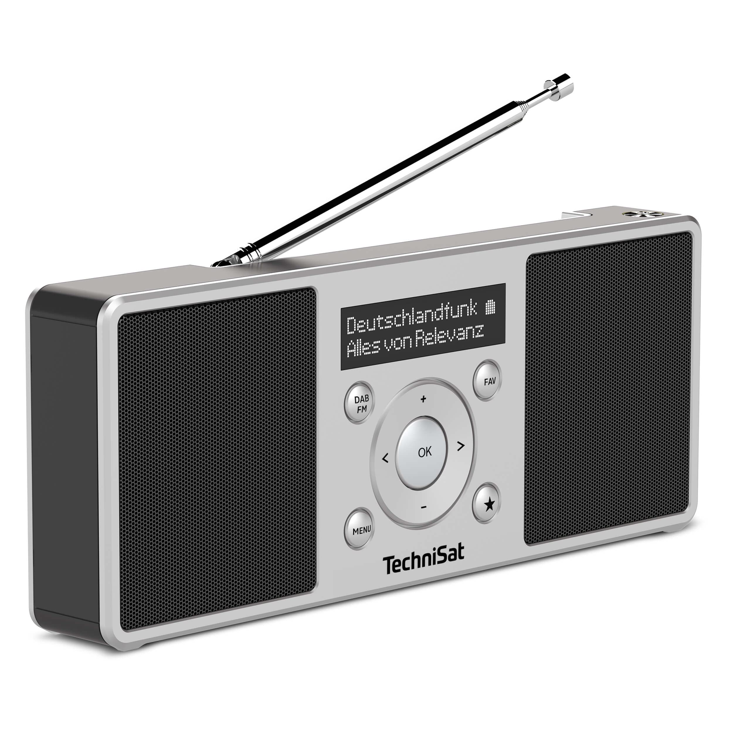 TechniSat DIGITRADIO 1 S - Tragbares Stereo DAB Radio mit Akku (DAB+, UKW, FM, Lautsprecher, Kopfhörer-Anschluss, Favoritenspeicher, OLED-Display, 2 W RMS) silber/schwarz
