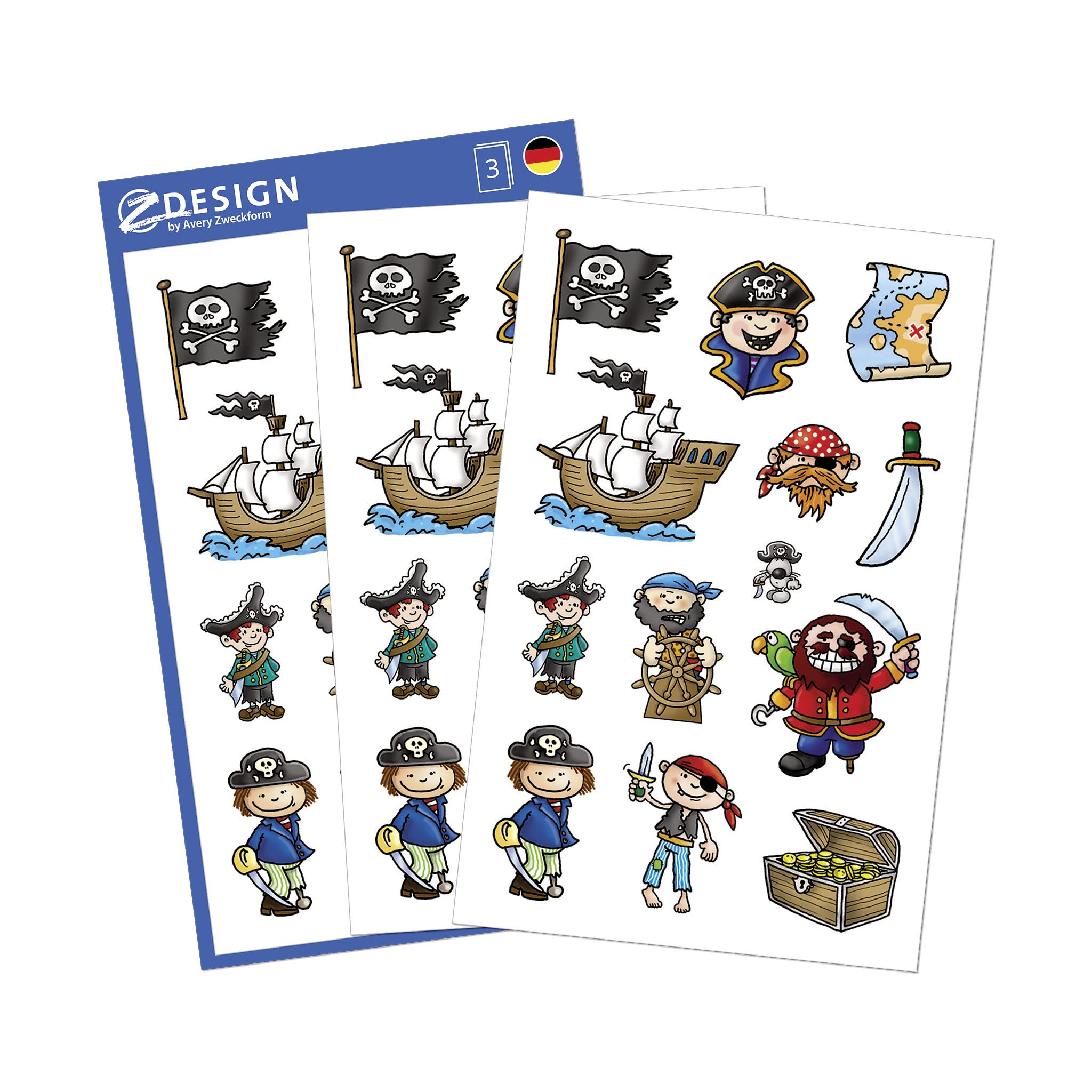 Avery Zweckform 53198 Children Sticker, 63 Paper Material Pirates