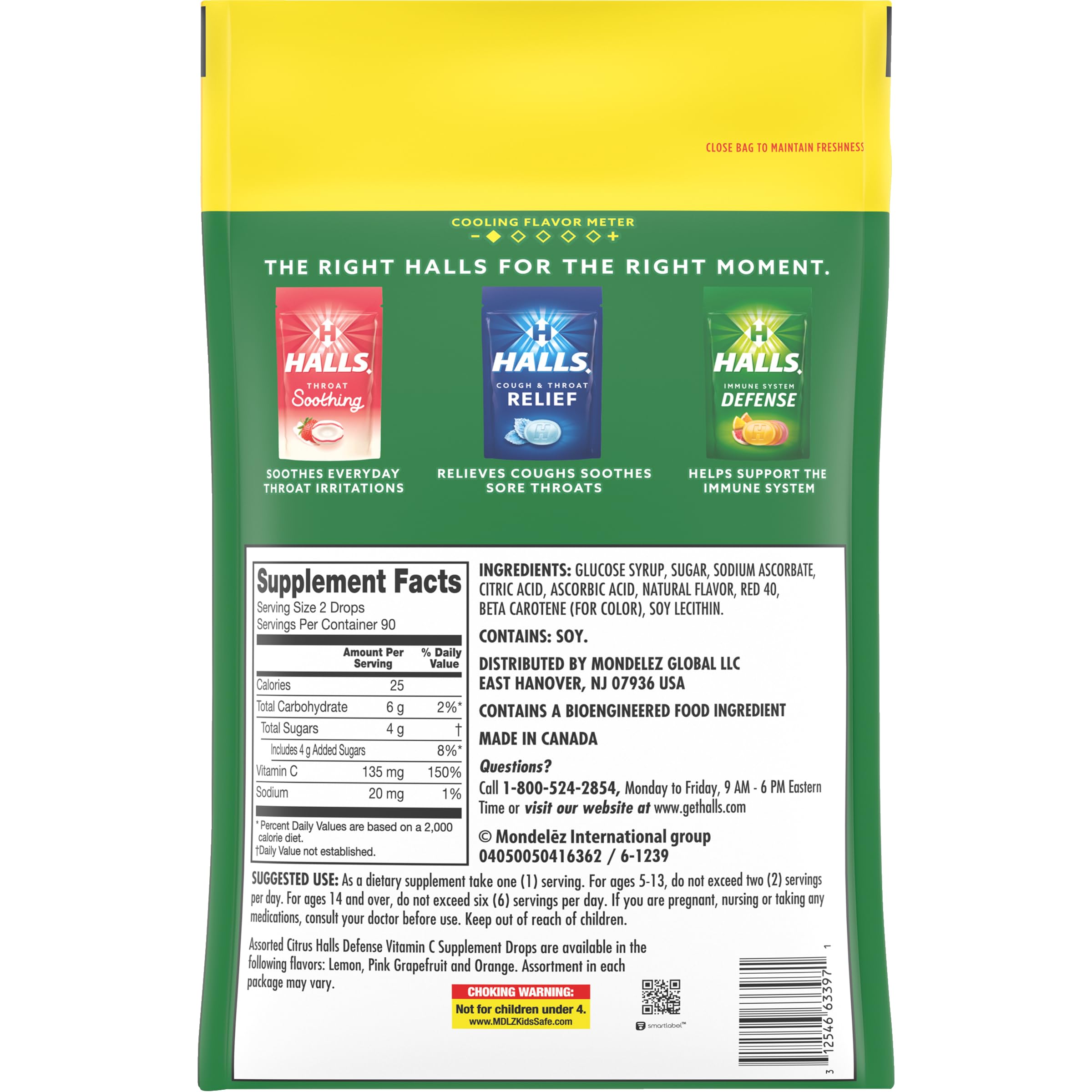 HALLS Defense Assorted Citrus Vitamin C Drops, Value Pack, 180 Drops