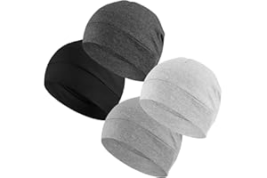 Headshion Cotton Skull Caps for Men Women,2-Pack Lightweight Beanie Sleep Hats Breathable Helmet Liner