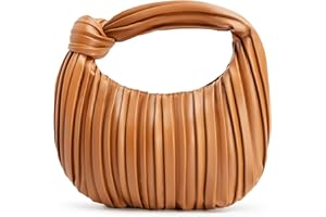 NIUEIMEE ZHOU Small Knotted Handbags for Women Soft PU Leather Crossbody Dumpling Bags Cloud Clutch Purses Ruched Pouch Bag