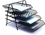 EXERZ Mesh Letter Trays 4-Tier Desk Organiser Free Standing File Rack view 3