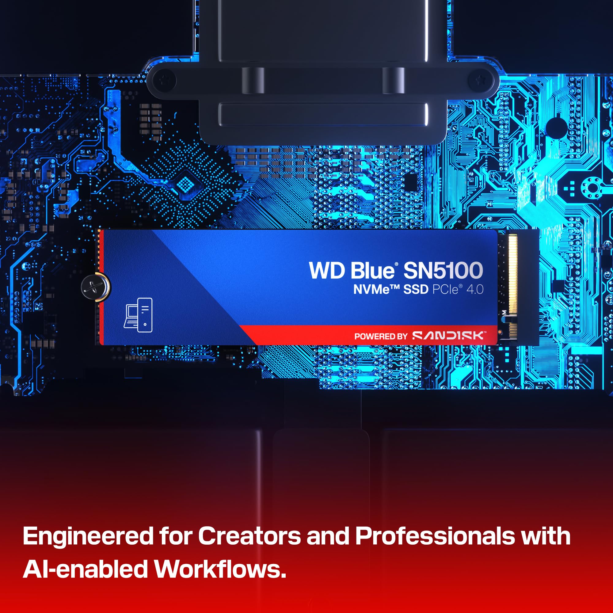 WD Blue SN5100 2TB NVMe SSD - M.2 2280, PCIe Gen 4.0, Internal Solid State Drive - Read Speeds Up to 7,100MB/s, Upgrade Storage for PC/Laptops - WDS200T5B0E