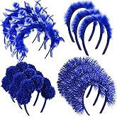 Yiyiring 12 Pcs St. Patrick's Day Pom Pom Headbands Fuzzy Fluffy Yarn Feather Tinsel Spirit Party Headwear for Birthday