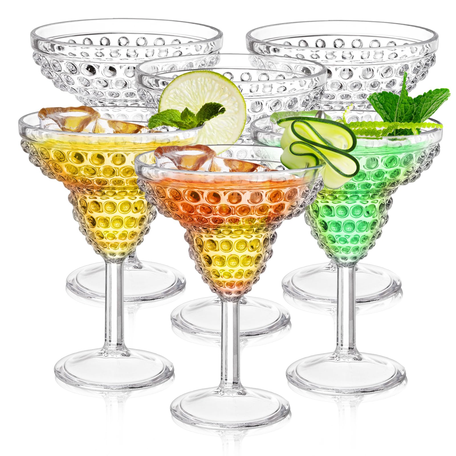 Photo 1 of ZOOFOX 6 Pack Plastic Margarita Glasses, 11oz Stemmed Cocktail Glasses, Reusable Shatterproof Margarita Glasses, Unique Bar Glasses for Martini, Frozen Daiquiri, Tropical Summer Parties