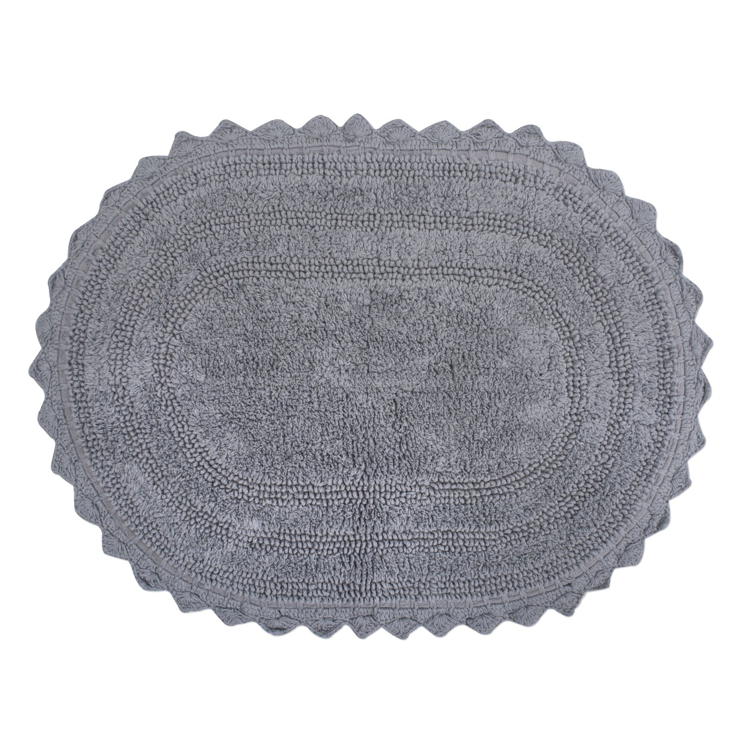 Photo 1 of ***(HEAVILY USED)***DII Crochet Collection Reversible Bath Mat, Small Oval, 17x24, Gray