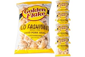 CIRCLE OF DRINK Golden Flake Utz Old Fashioned Pork Rinds - Chicharrones - Crispy Fried Pork Skins - 4, 4oz Bags