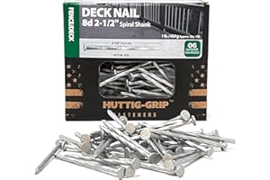 OHIY Huttig-Grip Fence Deck Nails 2-1/2 inches 8d for Wood Fencing HGN8OGSTDK1 Spiral Shank Outdoor Galvanized Finish, 1 lb Pack of 106 Nails