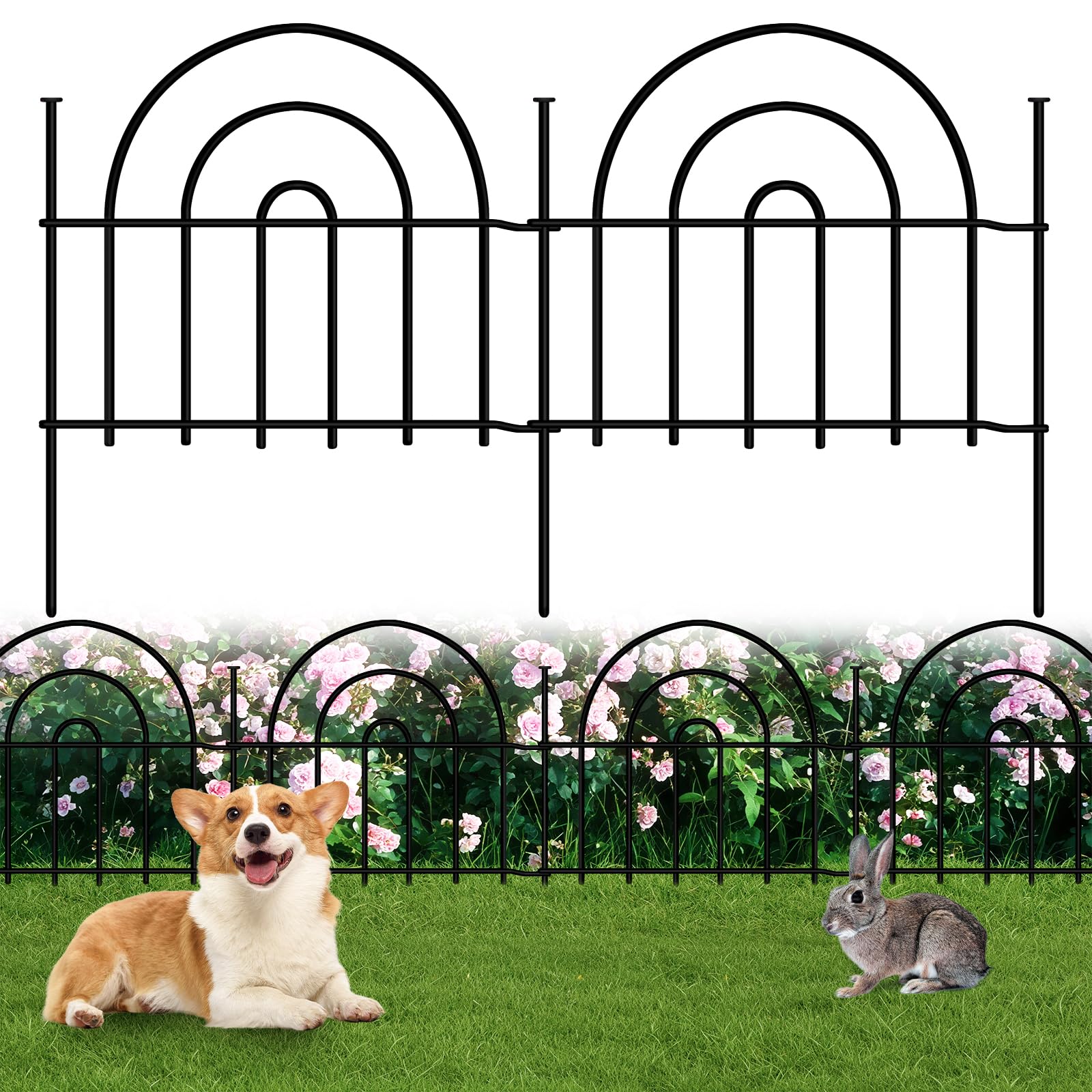 Photo 1 of ULIOK Decorative Garden Fence, 32 Panels No Dig Fence 45.3ft(L) x13in(H) Animal Barrier for Dog Rabbit, Arched Flower Bed Wire Border Rustproof Metal Panel Fencing for Yard Patio Outdoor Decor