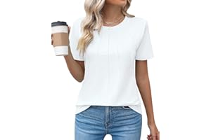 Kistore Womens Casual Crew Neck Short Sleeve Pleated Tops Blouses Fashion Clothes 2024