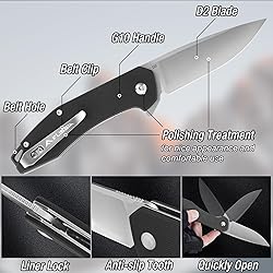 FLISSA Pocket Knife, Folding Tactical Knife with