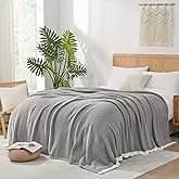 Snuggle Sac Grey Bedding Blankets Queen Size 90x90 inches, Reversible Microfiber Fluffy Fuzzy Soft Throw Cozy Knit Blanket for Women Mothers Birthday Gifts