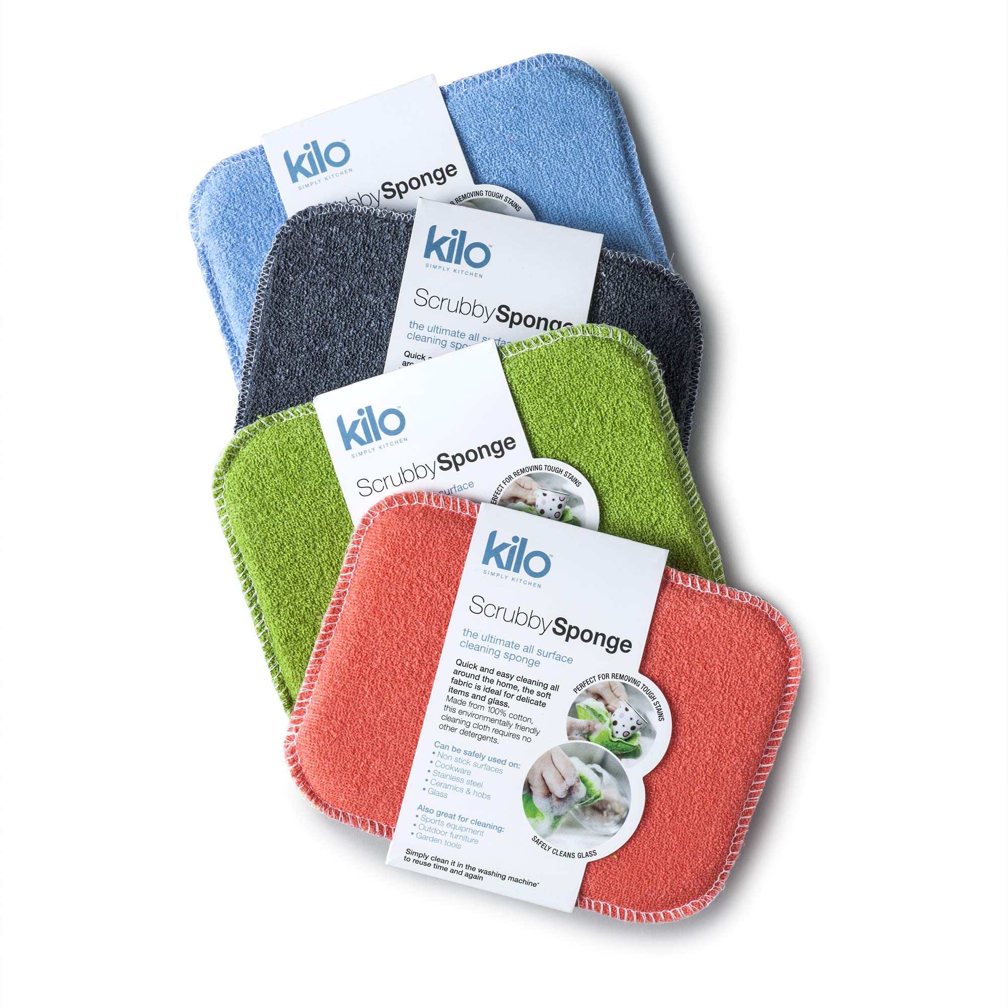 Kilo Scrubby Sponge-Non-Scratch Pot Scourer with Absorbent Core, Multi-Purpose Set of 4, One Size,17x13cm Set of 4 — image 1