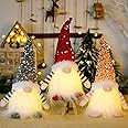 WDDH 3Pcs Sequin Christmas Gnomes Plush with Light, 11.8inch Handmade Swedish Santa Gnomes Plush with Sequin Hat, Christmas E