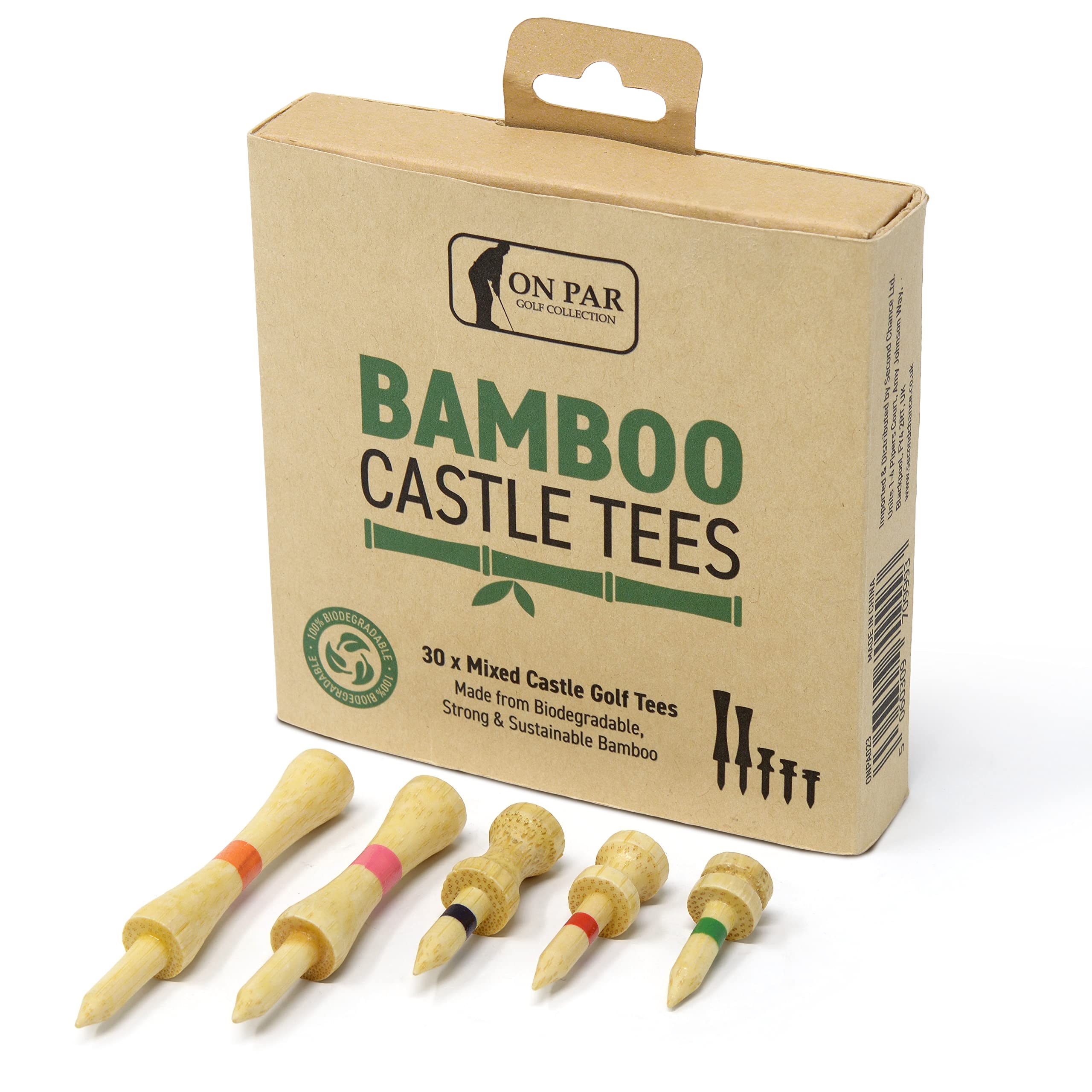 ON PAR Bamboo Golf Tees Mixed Size, 30 Pieces, Strong, Durable, Sustainable and Biodegradable. 6 of Each Size., ONPA023B - Pack of 1 (Mixed) Brown
