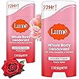 Lume Deodorant Cream Stick - Underarms and Private Parts - Aluminum-Free, Baking Soda-Free, Hypoallergenic, and Safe For Sensitive Skin - 2.2 Ounce (Pack of 2) (Peony Rose)