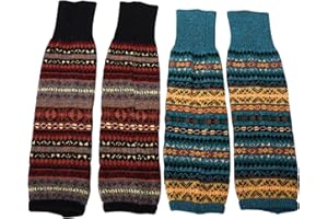 TOYANDONA 2 Pairs Winter Thick Wool Leg Warmers for Women Calf Leg Socks Cozy Protective Covers for Cold