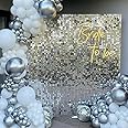 YSF 24Pcs Silver Shimmer Wall Panels Backdrop Decoration, 12 * 12 inch Sequin Square Shimmer Decor for Balloon Garland Arch Kit Valentine's Day Birthday Party Supplies