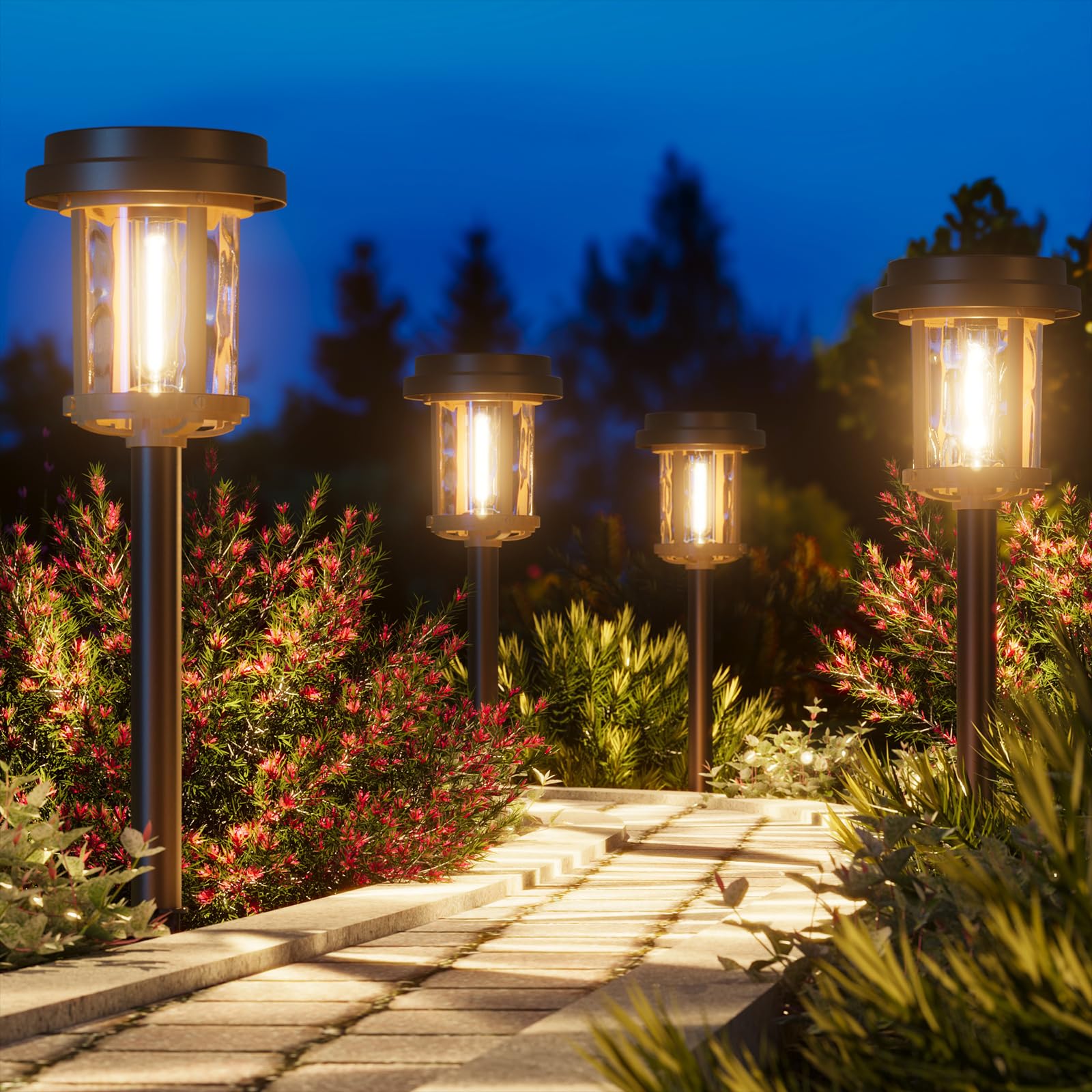 Photo 1 of ***** MISSING STICKS****  *** XMCOSY+ Solar Pathway Lights, Garden Solar Lights, 20 LM LED Glass Water Lens, IP65 Waterproof Solar Powered Light for Outside Driveway Walkway Landscape Backyard Sidewalk (?Black & Brown)