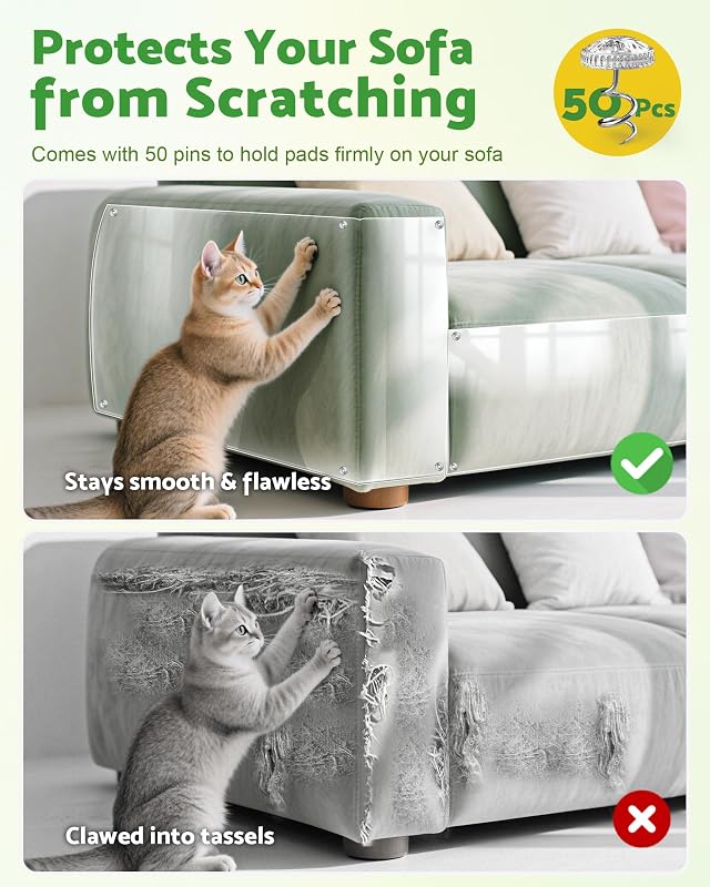 Protetor de sofá para gatos, arranhão 20 cm x 5 m - Fita transparente autoadesiva para sofá, poltrona, porta e parede - Proteção contra garras de gatos e cães