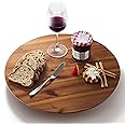 TIDITA 18" Acacia Wood Lazy Susan for Table Top - Wooden Turntable Serving Tray for Charcuterie Boards Cheese Board - Extra Large Round Lazy Susan Organizer - Kitchen Revolution for Countertop