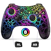 Hall Effect Switch Controller for Nintendo Switch/Switch 2/Lite/OLED, Gammeefy Wireless Switch Pro Controller Compatible with PC/Android/iOS, 9 Color Adjustable LED Switch Remote with App & Programmable
