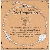 VULETO Catholic Virgin Mary Cross Bracelet Gifts for Girls Teens Women, Rosary Beads Charm Link Chain Bracelet Christmas Christian Religious Jewelry Gifts