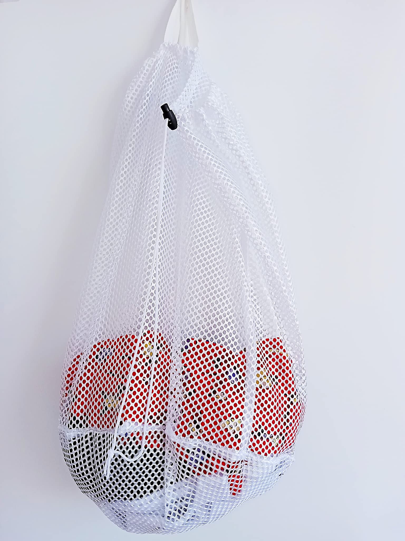 Photo 1 of Small Commercial Mesh Laundry Bag with Handle and Drawstring for Dormitory, Travelling, College,Apartment, Camping, RV, Machine Washable, Hanging Mesh Bag,20×17inc