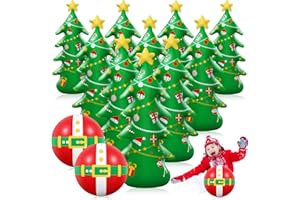 Shappy 12 Pcs 28 Inch Giant Christmas Inflatable Bowling Game Set for Boys Girls Adults Holiday Party Games Carnival Family Indoor Outdoor Activities Fun Xmas Decor(Christmas Tree)
