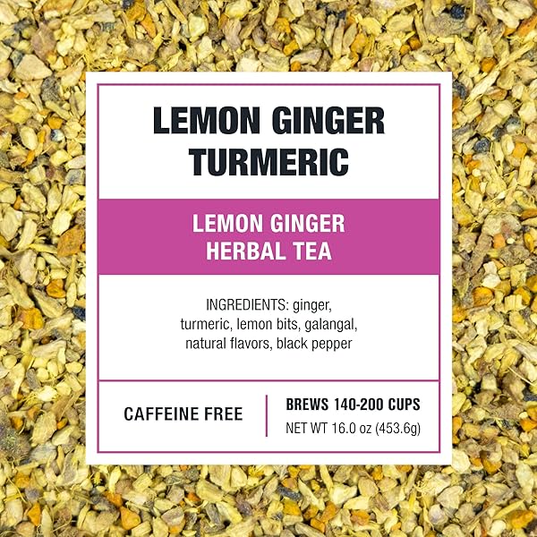 TIESTA TEA – LEMON GINGER TURMERIC, LOOSE LEAF, LEMON GINGER HERBAL TEA, PREMIUM NON-CAFFEINATED HERBAL BLEND, MAKE HOT OR ICED & BREWS UP TO 200 CUPS, 16 OUNCE RESEALABLE BULK POUCH