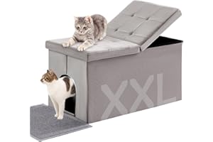 MEEXPAWS Cat Litter Box Enclosure Furniture Hidden Extra Large, Lift Design Lid Velvet Cat Washroom Bench Storage Cabinet | 35.4x19.7x19.7 in | Dog Proof|Urine Proof Inside|Quick Assembly| Easy Clean