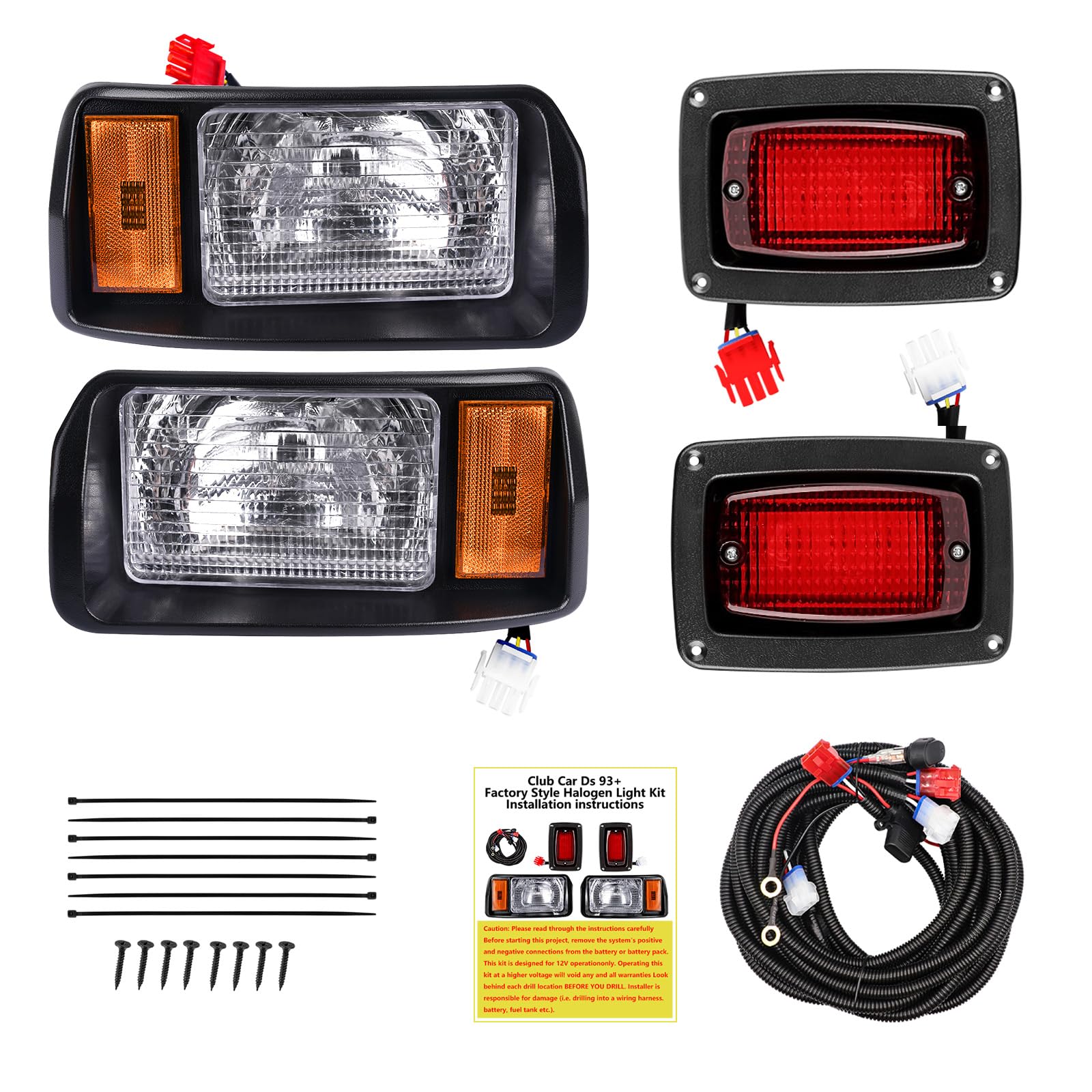 Photo 1 of Club Car DS Light Kit, Golf Cart Factory Style Headlight and Tail Light Kit Suitable for 1993-Up Club Car DS, Turf/Carryall Golf Carts, OEM#: 101988002 101988001
