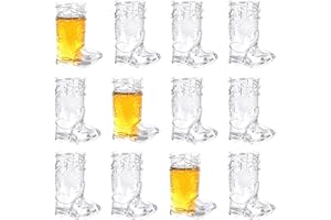 YAXINRUI Cowboy Boot Shot Glasses - 12 Pcs 1 Oz Mini Plastic Cowboy Shot Glasses Boot Cups for Cowboy Theme Parties Decorations, Bachelorette Party Supplies, Wedding and Birthday Decorations