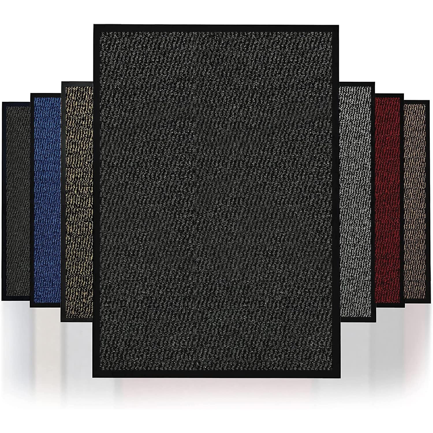 FB FunkyBuy Heavy Duty Barrier Mats Non Slip Rubber Mat Floor Mats Kitchen Rugs Washable Light Weight Rubber Multicolor Door Mat (Anthracite, 60cm x 80cm)