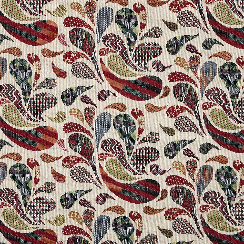 Kt KILOtela - Upholstery Fabric - Jacquard Gobelin - Size: 100 cm Length x 280 cm Width | Cashmere - Red, Orange, Green, Blue, Beige ─ 1 metre — image 1