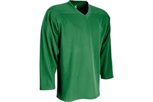 CHAMPRO Kids Unisex Green Solid Classic Hockey Jersey, V-Neck, Long Sleeve, Sports, 2XL, 16