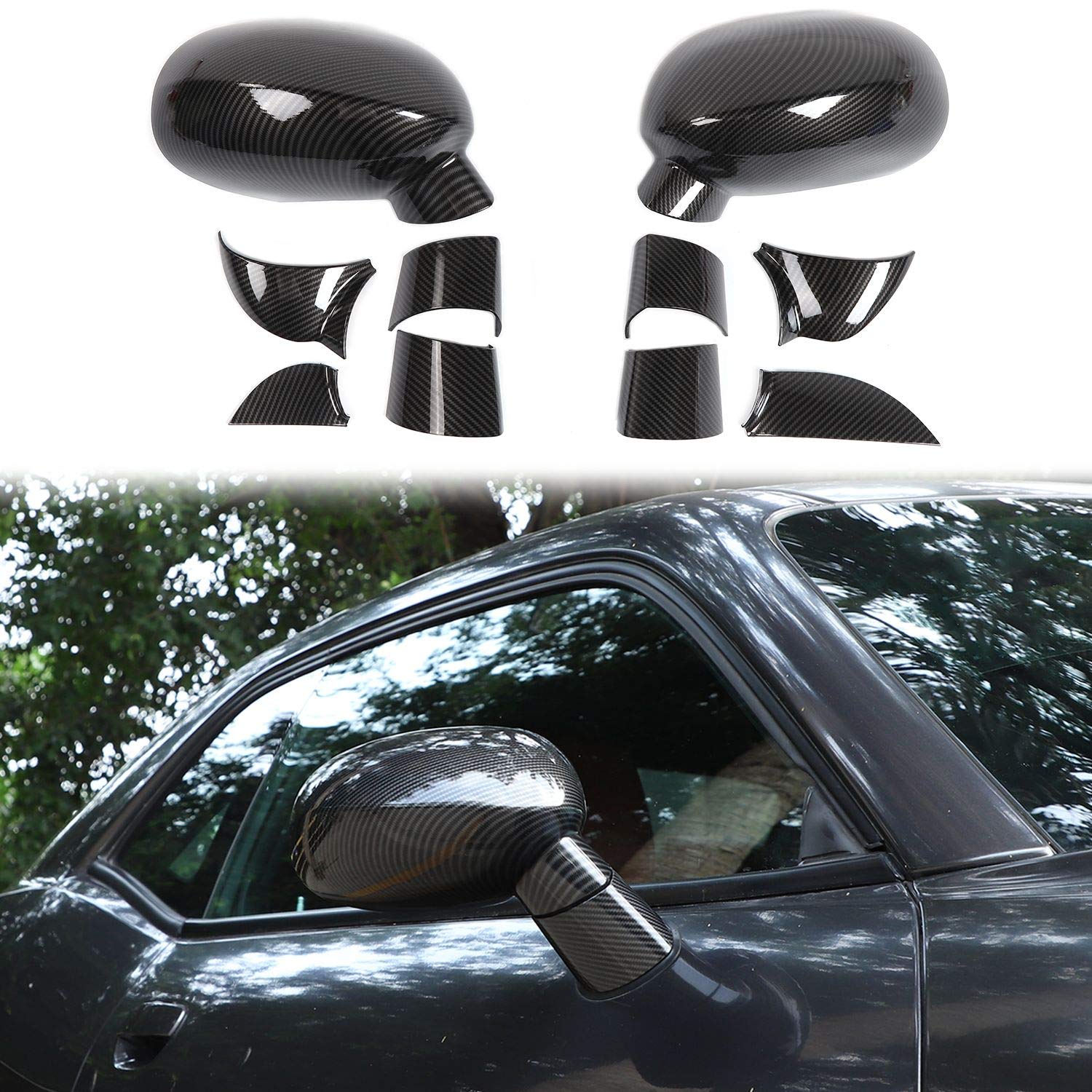 Photo 1 of Voodonala for Challenger ABS Carbon Fiber Rearview Mirror Cover Side Mirror Trim Shell Cover Decoration Trim for 2009-2025+Dodge Challenger Exterior Accessories,10pcs