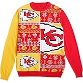 FOCO NFL Mens NFL Team Logo Busy Block Snowfall Holiday Ugly Sweater