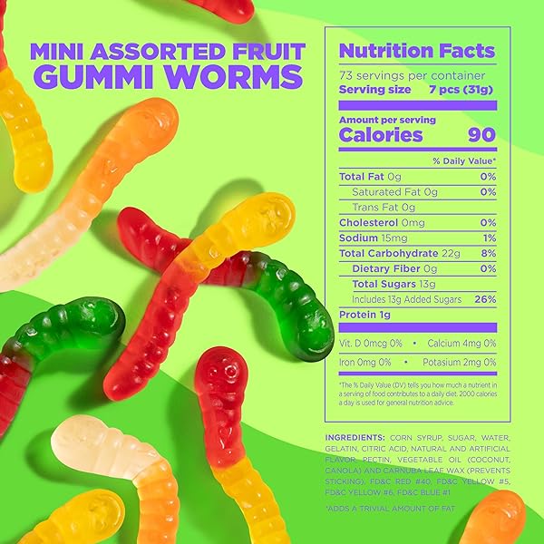 ALBANESE WORLD’S BEST MINI ASSORTED FRUIT GUMMI WORMS | 5LBS OF CANDY | GLUTEN FREE, FAT FREE, SOFT AND CHEWY GUMMY WORMS | PERFECT FOR PARTIES, BAKING WITH KIDS, AND ON THE GO SNACKING