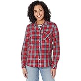 Tommy Hilfiger Womens Plaid Lurex Button Up Shirt