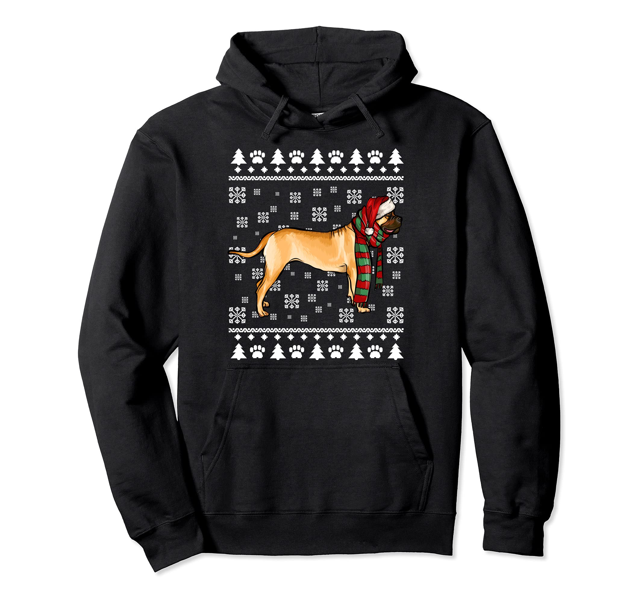 Bullmastiff Dog Santa Hat Xmas Ugly Christmas Pullover Hoodie