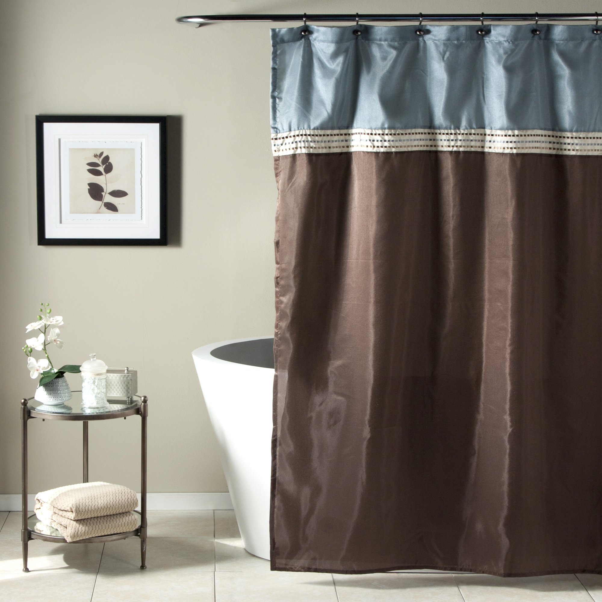 Lush Decor Terra Shower Curtain, Blue/Chocolate, 72 x 72