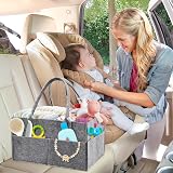 Yueshop Grey Felt Baby Diaper Caddy Nursery Storage Wipes Bag Nappy Organizer view 6