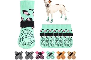 KOOLTAIL Anti Slip Dog Socks for Hot/Cold Pavement to Prevent Licking Paws, Dog Boots&Paw Protector with Grippers for Hardwood Floors,Traction Control No Twist Booties for Small Medium Large Dogs M