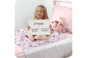 IMPROVIA® Toddler Bed Wetting Pad – 2 Pack 34x36 Waterproof Mattress Protector with Tuckable Wings – Ultra Absorbent, Non-Slip Washable Underpad for Kids & Potty Training – Doll Design (Doll)