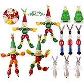 16PCS Christmas DIY Wooden Beaded Ornaments Crafts Kit for Adults | Make Your Own Xmas Nutcracker, Angel, Elf, Tree Holiday Toys Gifts Stocking Stuffers Decor Party Decorations Supplies