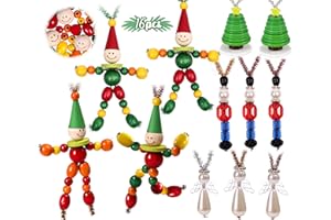 Tieshankao 16PCS Christmas Crafts DIY Beads Ornaments Kits for Adults Include Nutcracker, Angel, Elf, Tree - Xmas Holiday Toys Gifts Stocking Stuffers Decor Party Decorations Supplies(Need Assembly)
