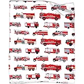 Fire Truck Blanket Gifts for Truck Lover 40 x 50 Inch for Kid,Red Truck Fannel Fleece Throw Blanket Super Soft Throws Blanket for Bed Couch Sofa