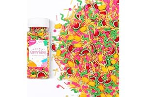 SUJOYGAR Summer Sprinkles Mix | Sprinkles for Cake Decorating | Watermelon Pineapple | Cupcake Toppers | Ice Cream | Cookie | Fancy Candy | Tropical Fruit | 3.52oz